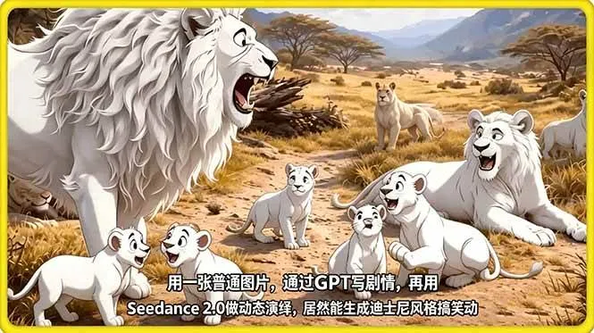 （18137期）用一张普通图片，通过GPT写剧情，再用Seedance 2.0做动态演绎，居然能生成迪士尼风格搞笑动画