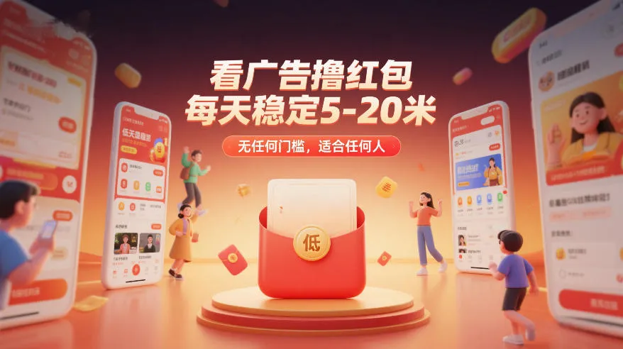 看广告撸红包，每天稳定5-20米，无任何门槛，适合任何人