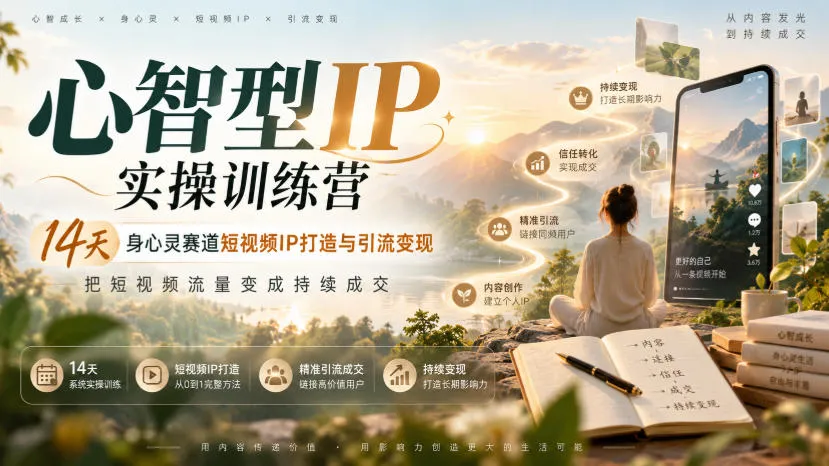 心智型IP实操训练营|14天身心灵赛道短视频IP打造与引流变现,把短视频流量变成持续成交