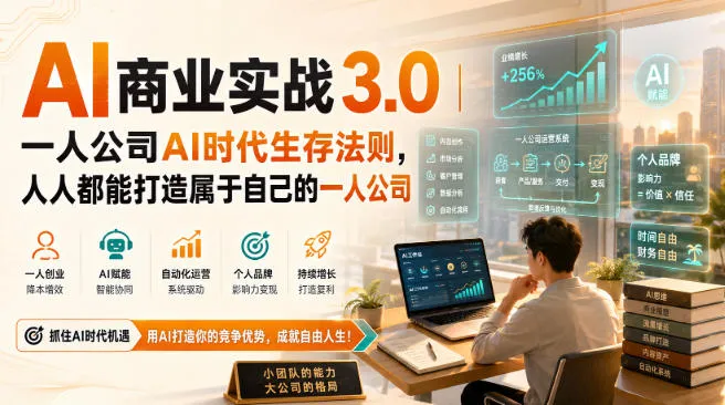 [精】AI商业实战3.0｜一人公司AI时代生存法则，人人都能打造属于自己的一人公司
