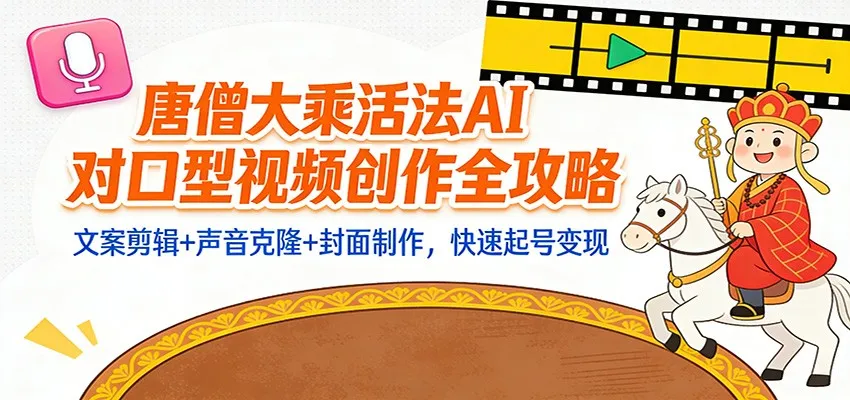 “大乘活法”AI对口型视频创作全攻略:文案剪辑+声音克隆+封面制作,快速起号变现
