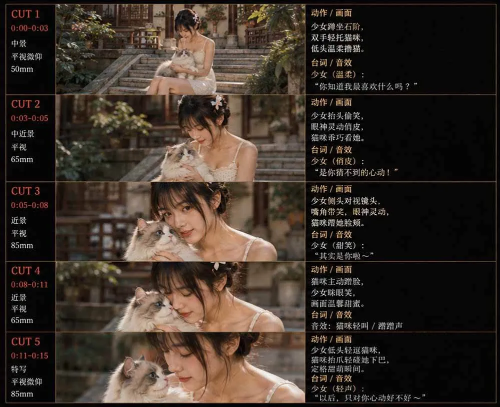 (18909期)美女和猫故事提示词,人物一致性提示词+故事板 (18909期)美女和猫故事提示词,人物一致性提示词+故事板