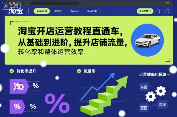 淘宝开店运营教程直通车，从基础到进阶，提升店铺流量，转化率和整体运营效率（更新26年4月20日）