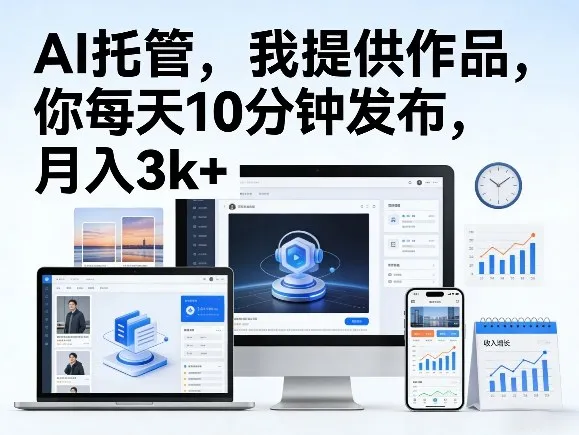 公众号AI托管，我提供作品，你每天10分钟发布，月入3k+【揭秘】