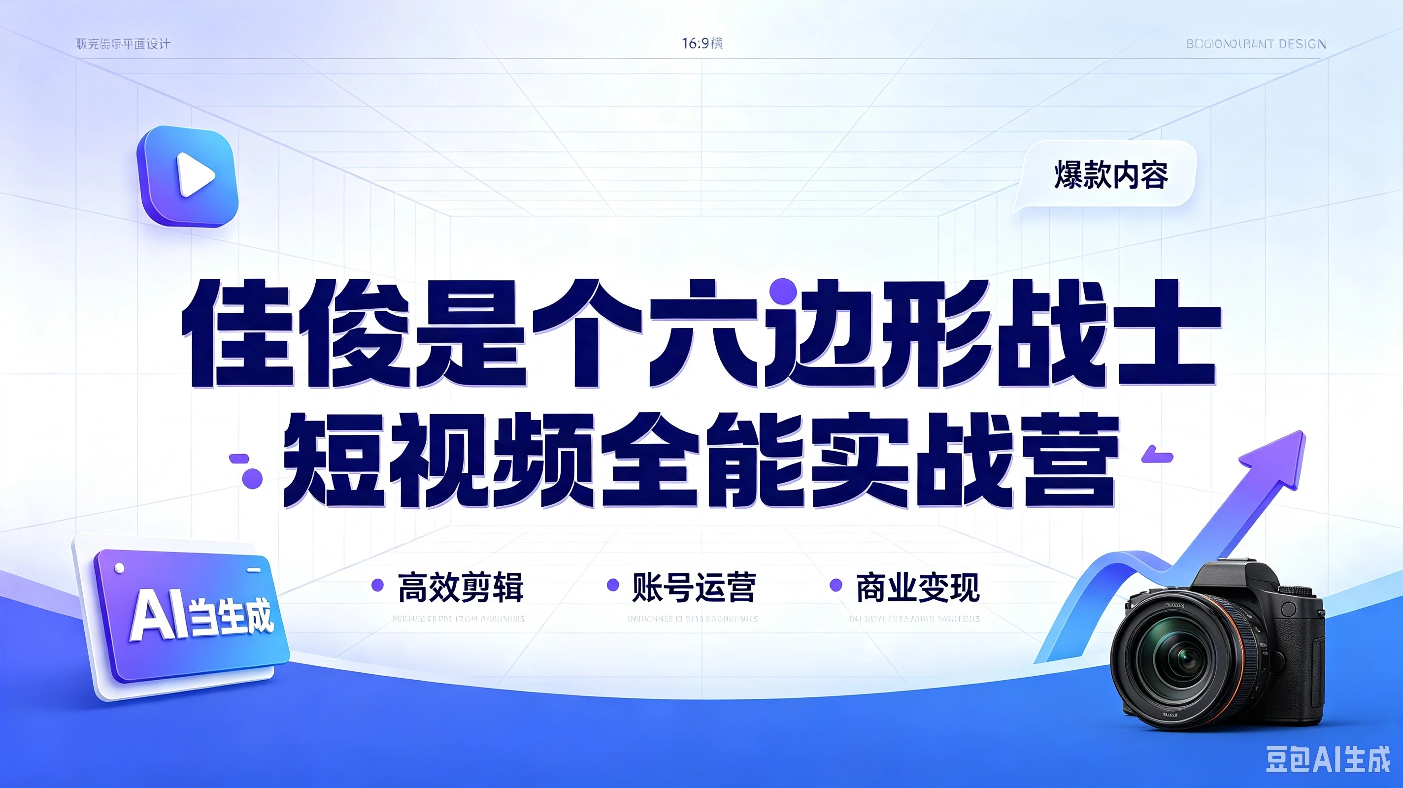 【精】佳俊是个六边形战士·短视频全能实战营，高效剪辑、账号运营、商业变现