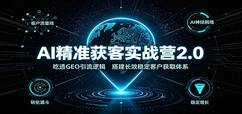 AI精准获客实战营2.0:吃透GEO引流逻辑,搭建长效稳定客户获取体系 AI精准获客实战营2.0:吃透GEO引流逻辑,搭建长效稳定客户获取体系