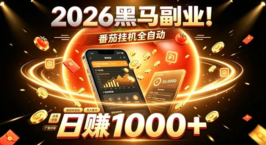 2026黑马副业!番茄挂G全自动日入1000+,操作最简单、门槛最低的线上轻资产项目【揭秘】