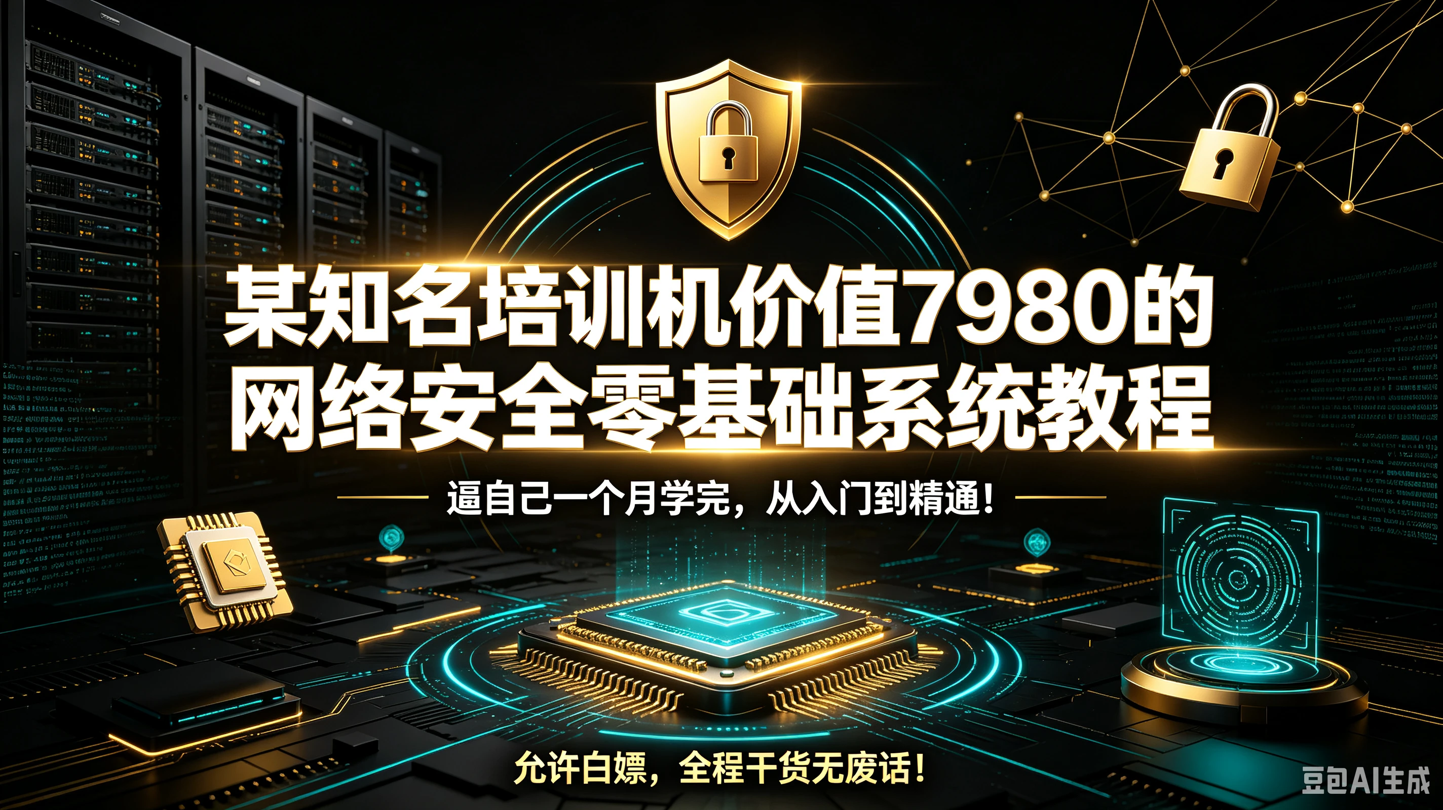 【精】某知名培训机价值7980的网络安全零基础系统教程，逼自己一个月学完，从入门到精通！允许白嫖，全程干货无废话！
