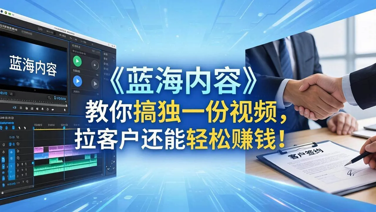 （18301期）做视频卷不动了？《蓝海内容》教你搞独一份视频，拉客户还能轻松赚钱！