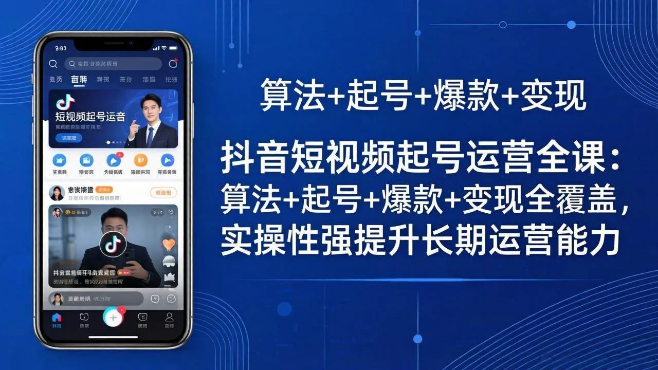 （18071期）抖音短视频起号运营全课：算法+起号+爆款+变现全覆盖，实操性强提升长期运营能力