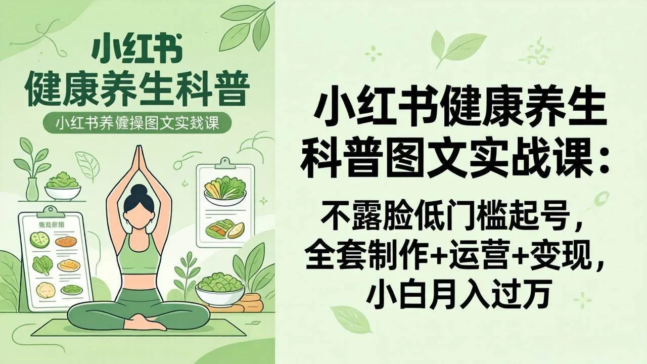 (18033期)2026小红书健康养生科普图文实战课:不露脸低门槛起号,全套制作+运营+变现,小白月入过万 (18033期)2026小红书健康养生科普图文实战课:不露脸低门槛起号,全套制作+运营+变现,小白月入过万