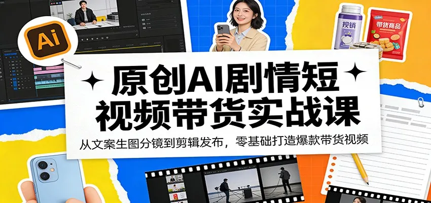 原创AI剧情短视频带货实战课:从文案生图分镜到剪辑发布,零基础打造爆款带货视频 原创AI剧情短视频带货实战课:从文案生图分镜到剪辑发布,零基础打造爆款带货视频