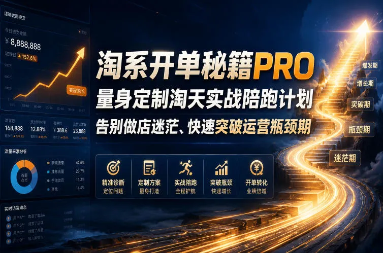 【精】淘系开单秘籍PRO，量身定制淘天实战陪跑计划，告别做店迷茫、快速突破运营瓶颈期（更新260906）