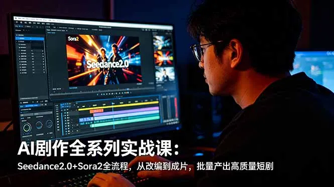 【精】AI剧作全系列实战课：Seedance2.0+Sora2全流程，从改编到成片，批量产出高质量短剧