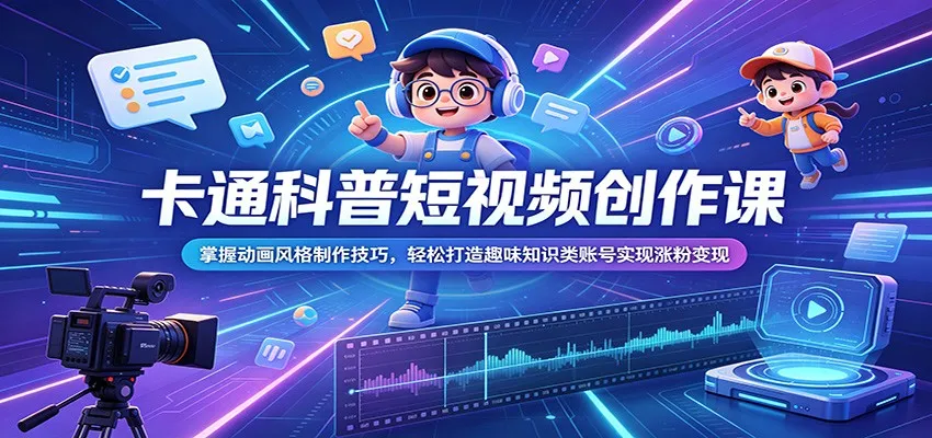 卡通科普短视频创作课:掌握动画风格制作技巧,轻松打造趣味知识类账号实现涨粉变现 卡通科普短视频创作课:掌握动画风格制作技巧,轻松打造趣味知识类账号实现涨粉变现