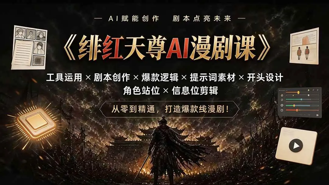 (19597期)绯红天尊AI漫剧课|工具运用×剧本创作×爆款逻辑×提示词素材×开头设计×角色站位×信息位剪辑 (19597期)绯红天尊AI漫剧课|工具运用×剧本创作×爆款逻辑×提示词素材×开头设计×角色站位×信息位剪辑
