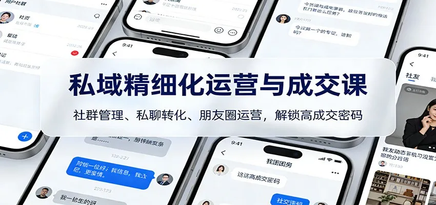 私域精细化运营与成交课：社群管理、私聊转化、朋友圈运营，解锁高成交密码
