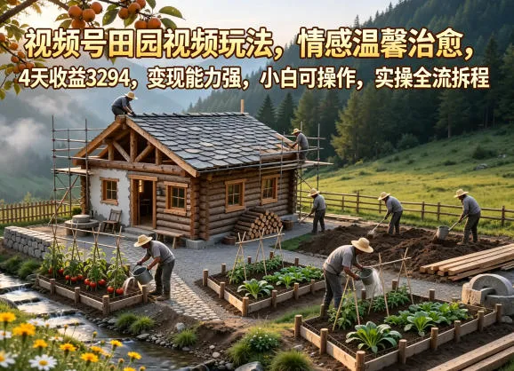 视频号田园视频玩法,情感温馨治愈,4天收益3294,变现能力强,小白可操作,实操全流程拆解 视频号田园视频玩法,情感温馨治愈,4天收益3294,变现能力强,小白可操作,实操全流程拆解