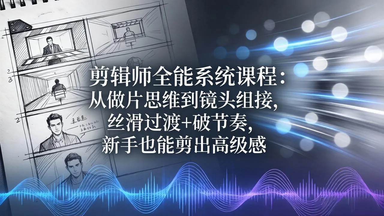 【精】剪辑师全能系统课程：从做片思维到镜头组接，丝滑过渡+破节奏，新手也能剪出高级感