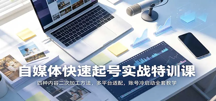 自媒体快速起号实战特训课：四种内容二次加工方法，多平台适配，账号冷启动全套教学