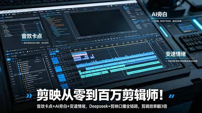 (18867期)剪映从零到百万剪辑师!音效卡点+AI旁白+变速情绪,Deepseek+剪映口播全链路,剪辑效率翻3倍 (18867期)剪映从零到百万剪辑师!音效卡点+AI旁白+变速情绪,Deepseek+剪映口播全链路,剪辑效率翻3倍