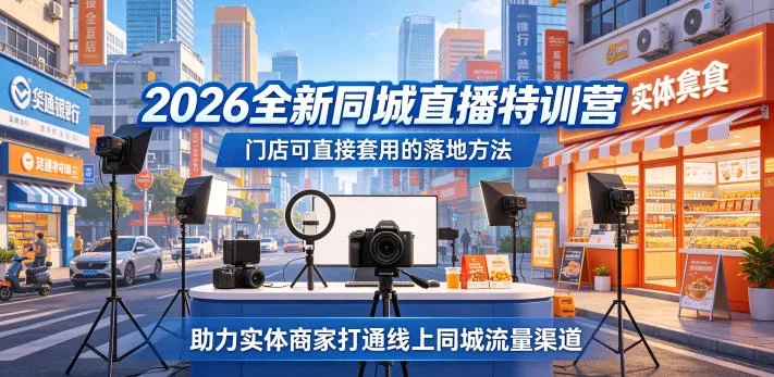 2026全新同城直播特训营,门店可直接套用的落地方法,助力实体商家打通线上同城流量渠道 2026全新同城直播特训营,门店可直接套用的落地方法,助力实体商家打通线上同城流量渠道