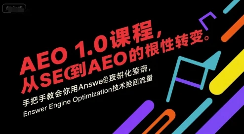 【精】AEO 1.0 课程，从SEO到AE0的基命性转变，手把手教会你用AnswerEngineOptimization技术抢回流量（更新）