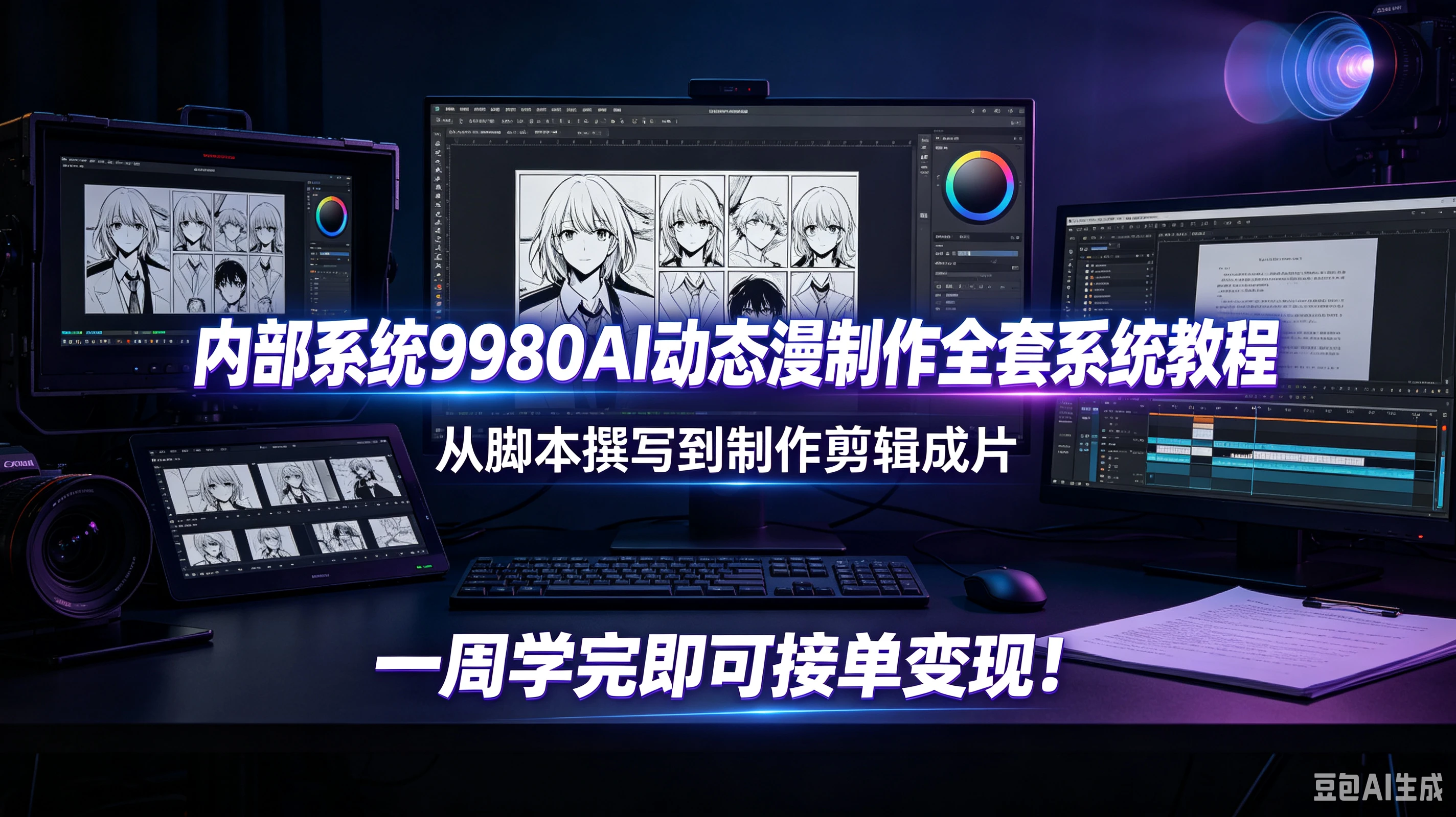 【精】内部系统9980AI动态漫制作全套系统教程，从脚本撰写到制作剪辑成片，一周学完即可接单变现！