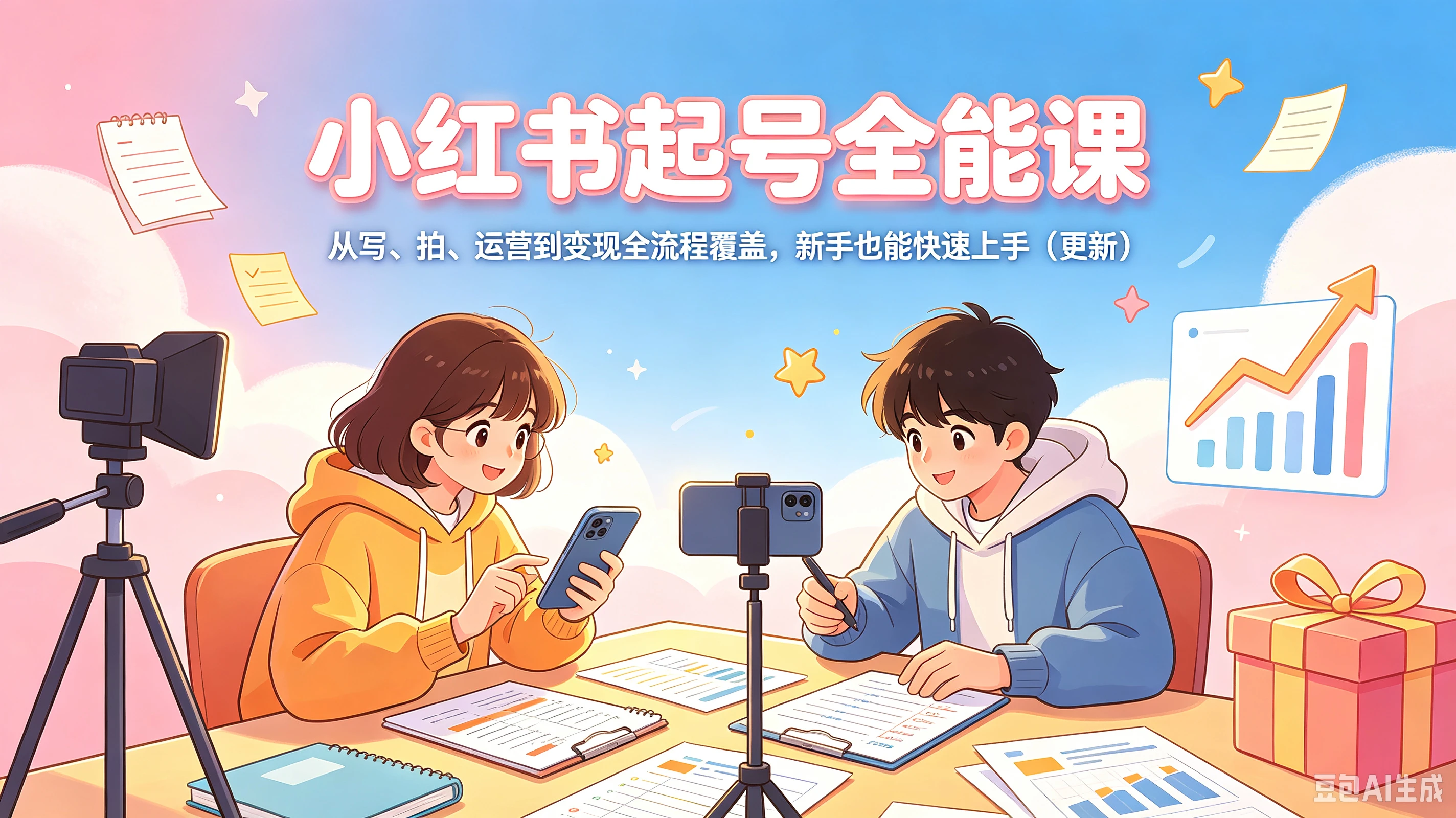 【精】小红书起号全能课，从写、拍、运营到变现全流程覆盖，新手也能快速上手（更新）