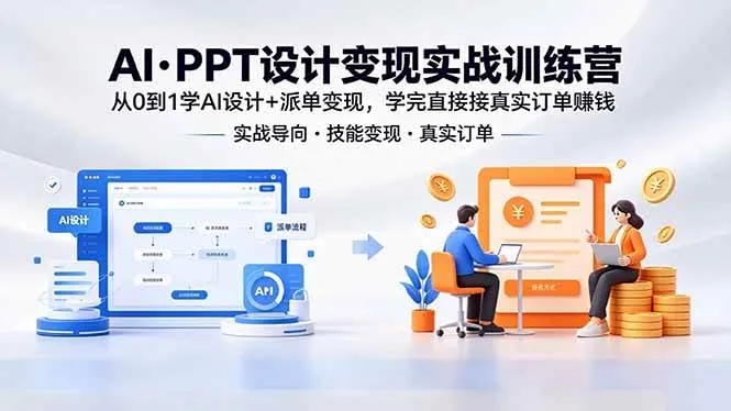 （18457期）AI·PPT设计变现实战训练营，从0到1学AI设计+派单变现，学完直接接真实订单赚钱