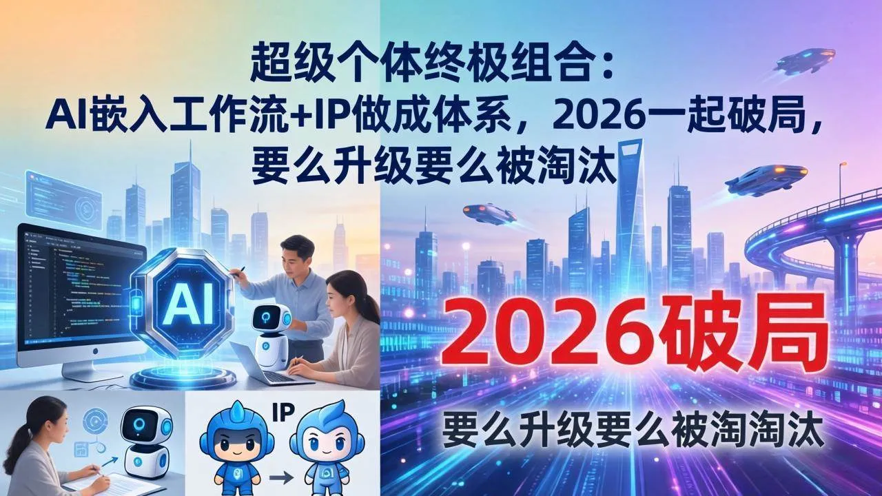 （17808期）超级个体终极组合-更新：AI嵌入工作流+IP做成体系，2026一起破局，要么升级要么被淘汰