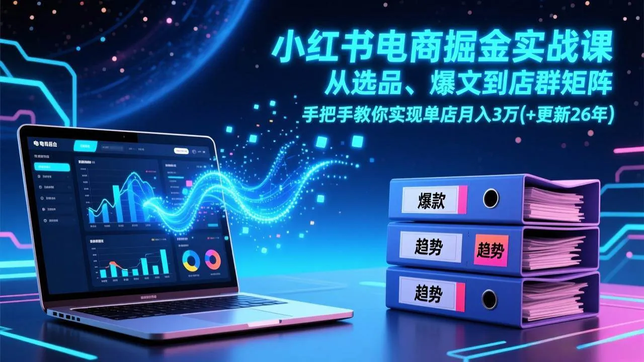 （17290期）小红书电商掘金实战课，从选品、爆文到店群矩阵，手把手教你实现单店月入3万+(更新26年)