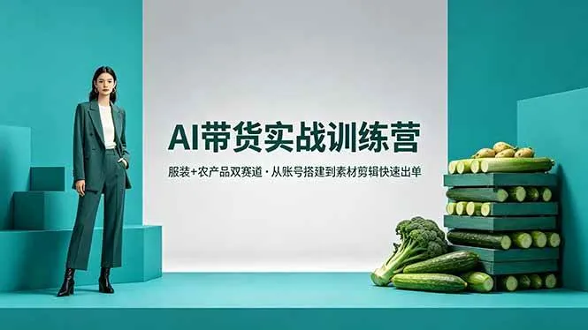 （18355期）AI带货实战训练营，服装+农产品双赛道，从账号搭建到素材剪辑快速出单