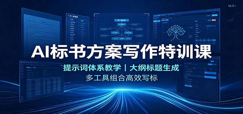 AI标书方案写作特训课：提示词体系教学，大纲标题生成，多工具组合高效写标