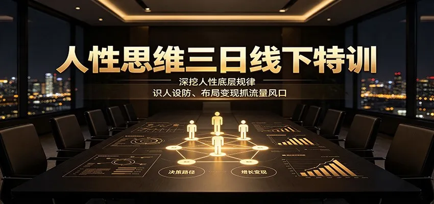 人性思维三日线下特训：深挖人性底层规律，识人设防、布局变现抓流量风口