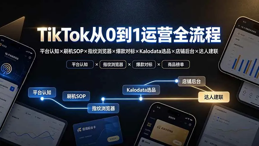 (19480期)TikTok从0到1运营全流程:平台认知×刷机SOP×指纹浏览器×爆款对标×Kalodata选品×店铺后台×达人建联 (19480期)TikTok从0到1运营全流程:平台认知×刷机SOP×指纹浏览器×爆款对标×Kalodata选品×店铺后台×达人建联