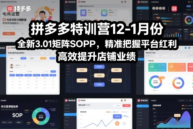 【精】拼多多特训营12-1月份，全新3.01矩阵Sop，精准把握平台红利，高效提升店铺业绩