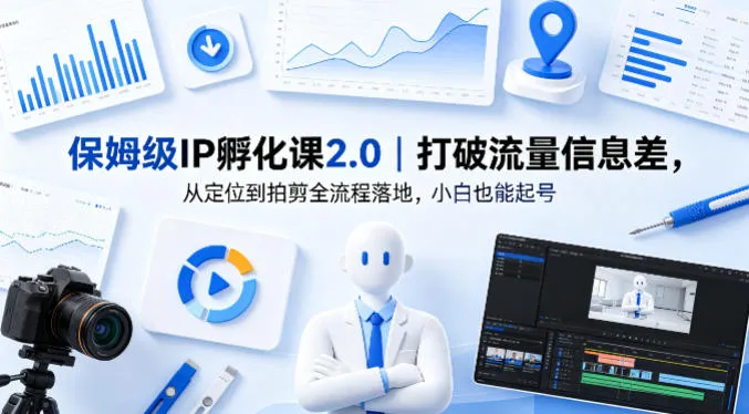 保姆级IP孵化课2.0｜打破流量信息差，从定位到拍剪全流程落地，小白也能起号