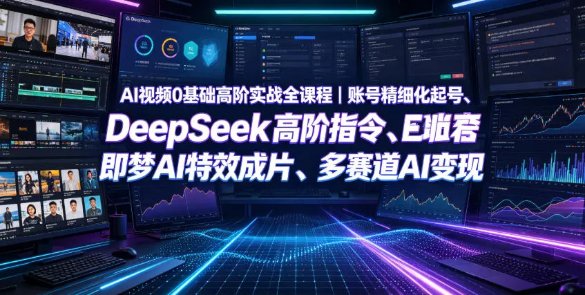 AI视频0基础高阶实战全课程｜账号精细化起号、DeepSeek高阶指令、即梦AI特效成片、多赛道AI短视频量产变现