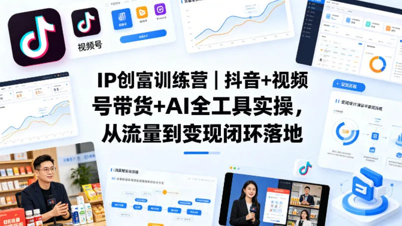 IP创富训练营｜抖音+视频号带货+AI全工具实操，从流量到变现闭环落地