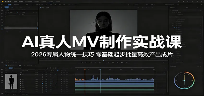 AI真人MV制作实战课：2026专属人物统一技巧，零基础起步批量高效产出成片