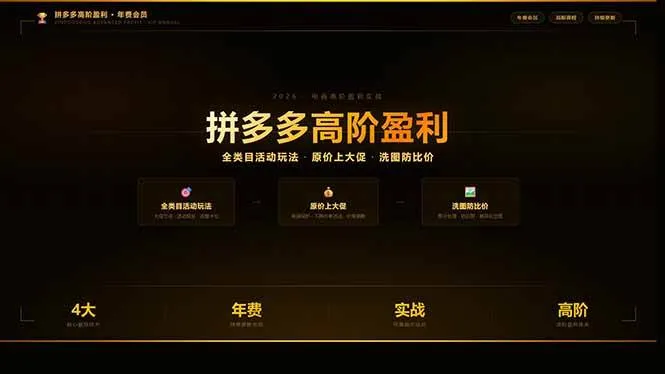 （17848期）拼多多高阶盈利年费会员(更新3月31)：全类目活动玩法、原价上大促、洗图防比价等核心盈利技术