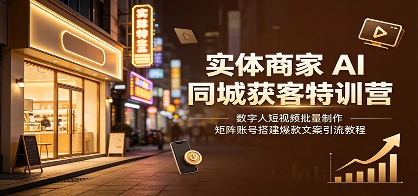 实体商家AI同城获客特训营：数字人短视频批量制作，矩阵账号搭建爆款文案引流教程