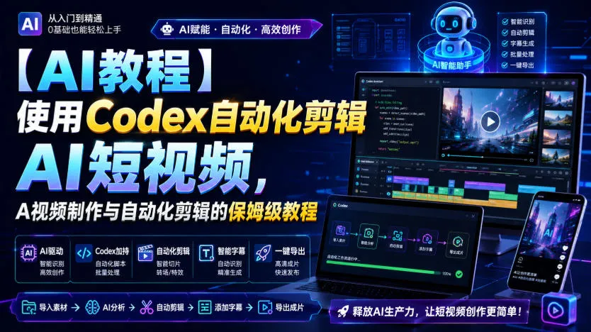 【AI教程】使用Codex自动化剪辑AI短视频,AI视频制作与自动化剪辑的保姆级教程 【AI教程】使用Codex自动化剪辑AI短视频,AI视频制作与自动化剪辑的保姆级教程