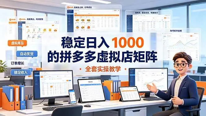 （19253期）稳定日入 1000 的拼多多虚拟店矩阵，全套实操教学