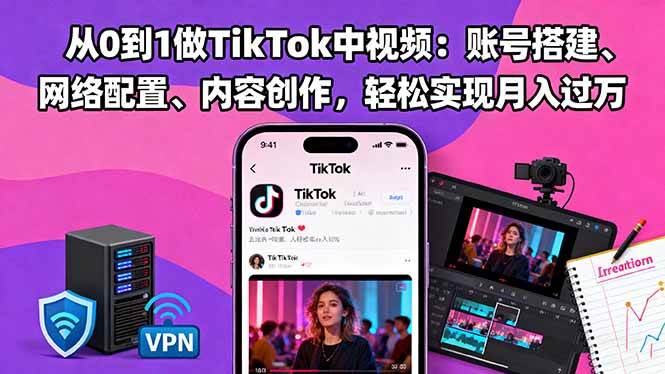 （16461期）从0到1做TikTok中视频：账号搭建、网络配置、内容创作，轻松实现月入过万