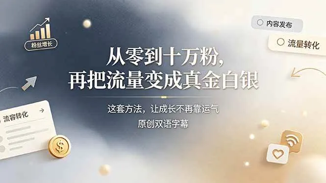 (19198期)从零到十万粉,再把流量变成真金白银——这套方法,让成长不再靠运气【原创双语字幕】 (19198期)从零到十万粉,再把流量变成真金白银——这套方法,让成长不再靠运气【原创双语字幕】