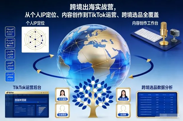 跨境出海实战营，从个人IP定位、内容创作到TikTok运营、跨境选品全覆盖