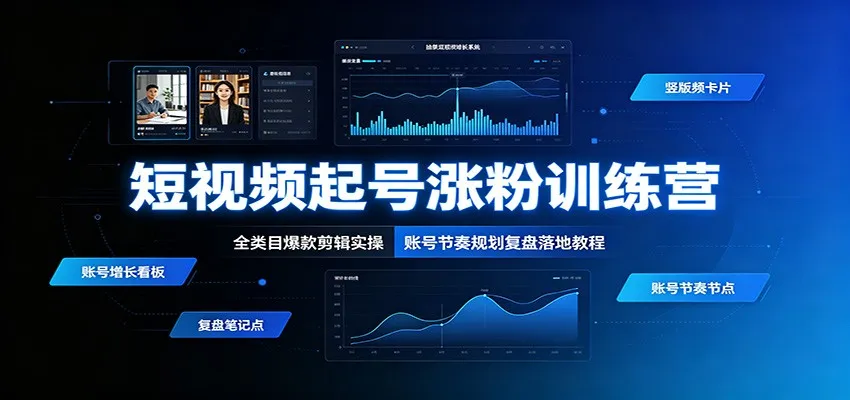 短视频起号涨粉训练营:全类目爆款剪辑实操,账号节奏规划复盘落地教程 短视频起号涨粉训练营:全类目爆款剪辑实操,账号节奏规划复盘落地教程