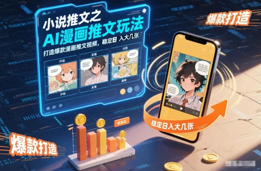 【精】小说推文之AI漫画推文玩法，打造爆款漫画推文视频，稳定日入大几张